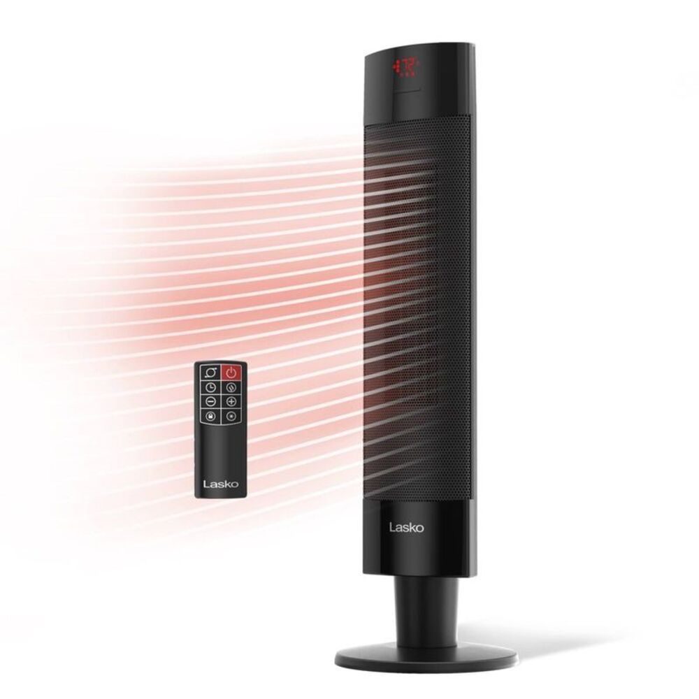 Ceramic Pedestal Space Heater with Remote & Thermostat - 1500W Portable